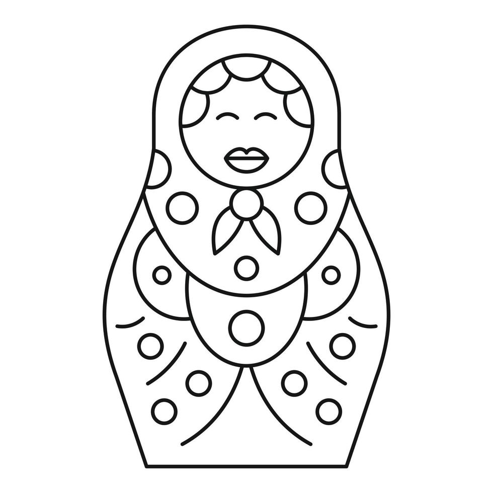 icono de juguete de niña de anidamiento, estilo de esquema vector