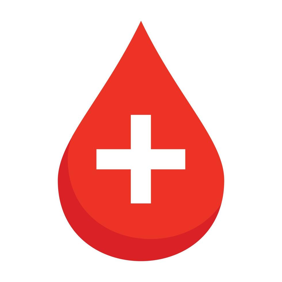 Medical blood drop icon, flat style vector
