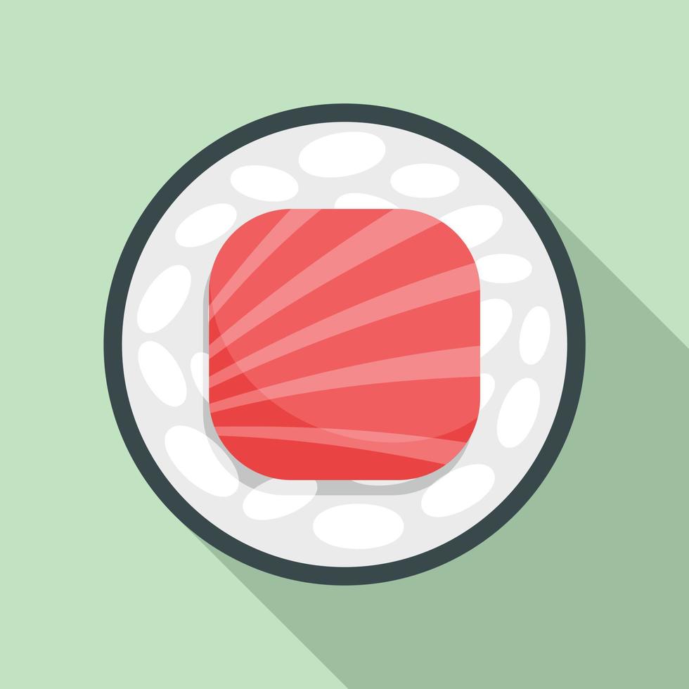 icono de sushi superior de salmón, estilo plano vector