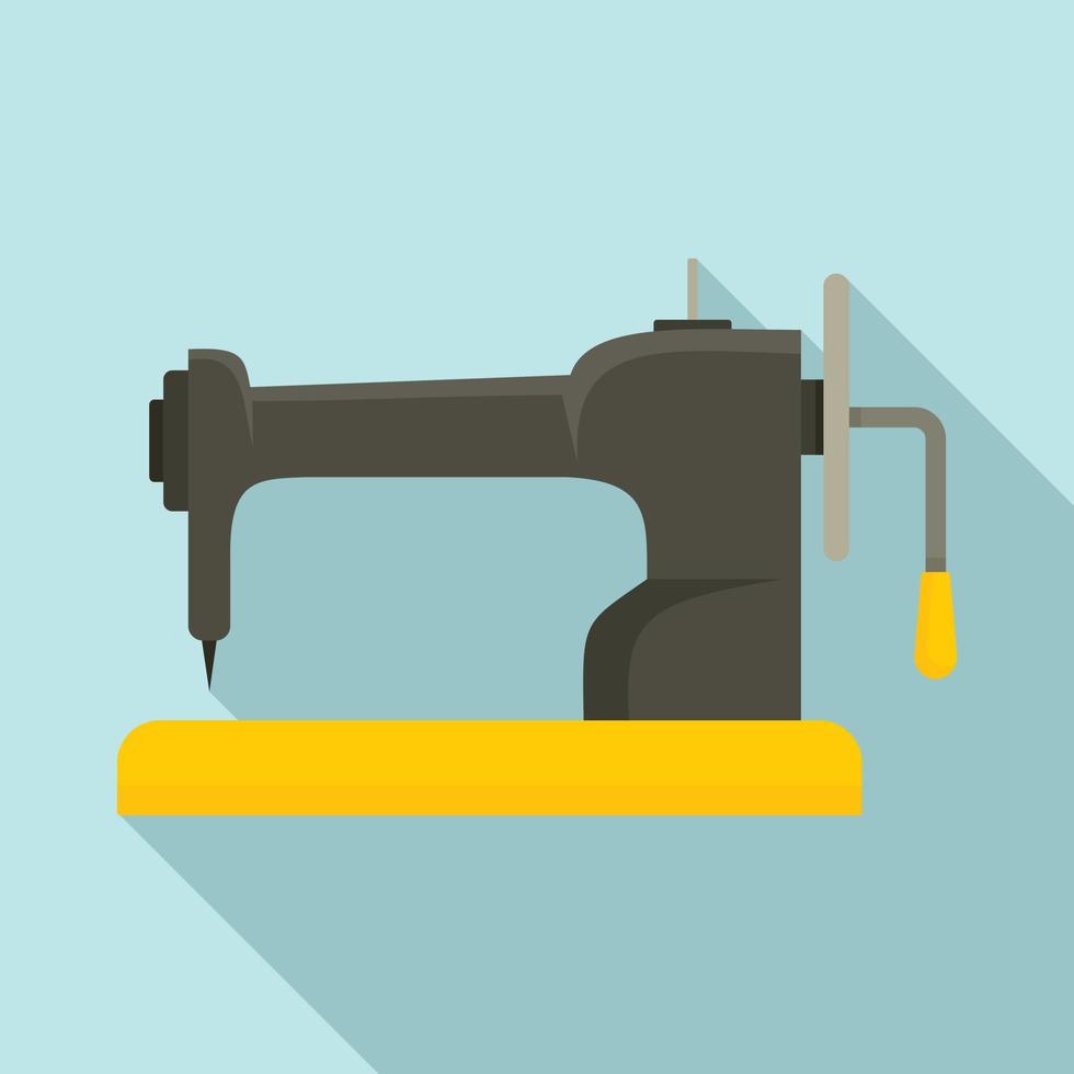 Retro sew machine icon, flat style vector