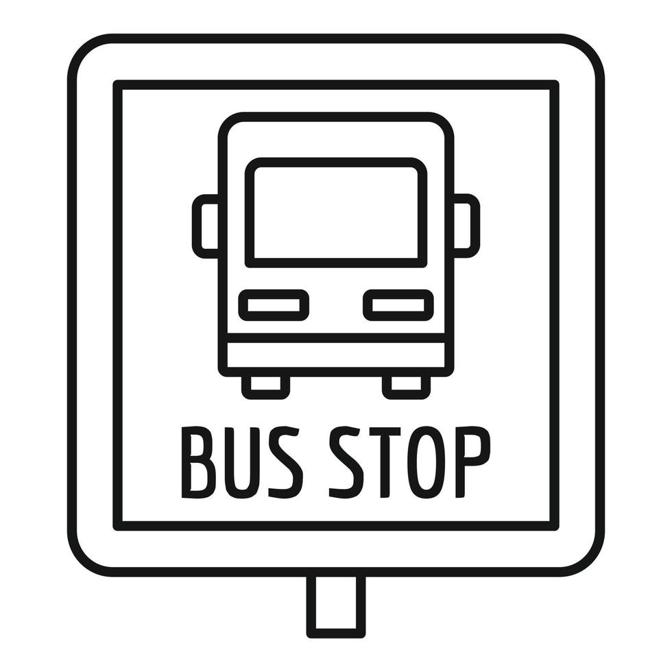 icono de señal de parada de autobús cuadrado, estilo de contorno vector