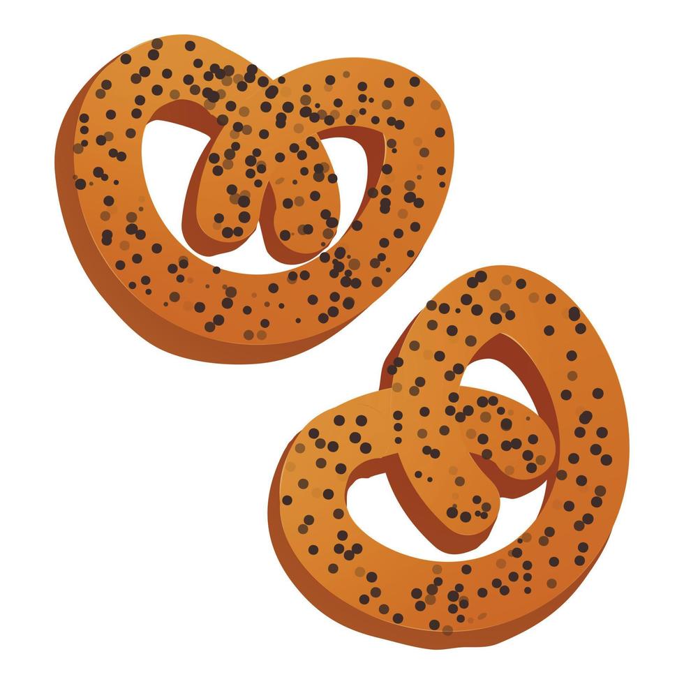 Pretzel icon, cartoon style vector