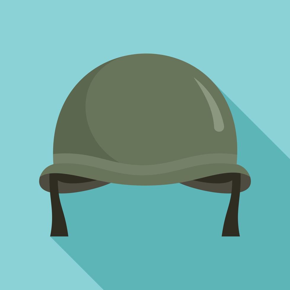 icono de casco de combate, estilo plano vector