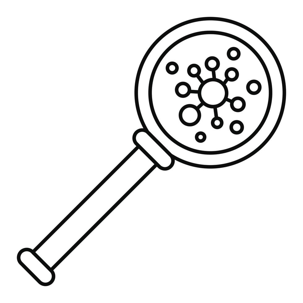 icono de lupa de virus, estilo de contorno vector