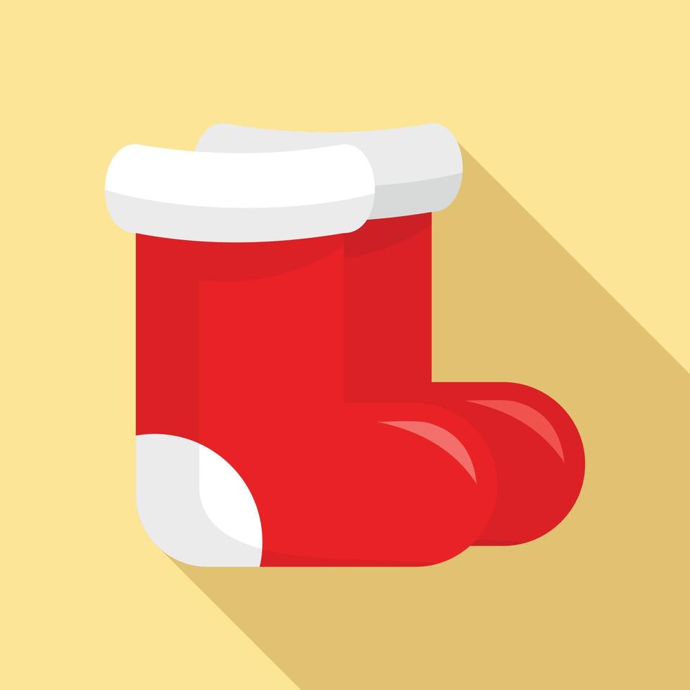 Red santa shoes icon, flat style vector