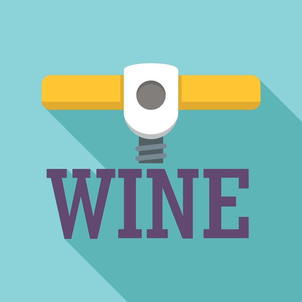 logotipo de sacacorchos de vino, estilo plano vector