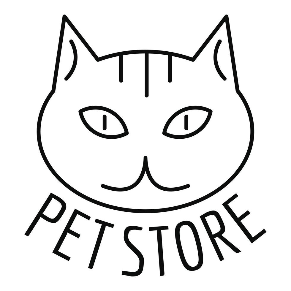 Cat pet store logo, outline style vector