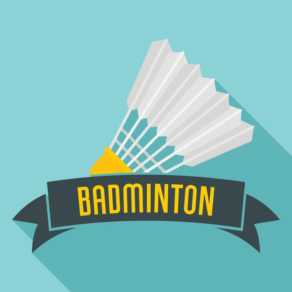 Badminton emblem logo, flat style vector