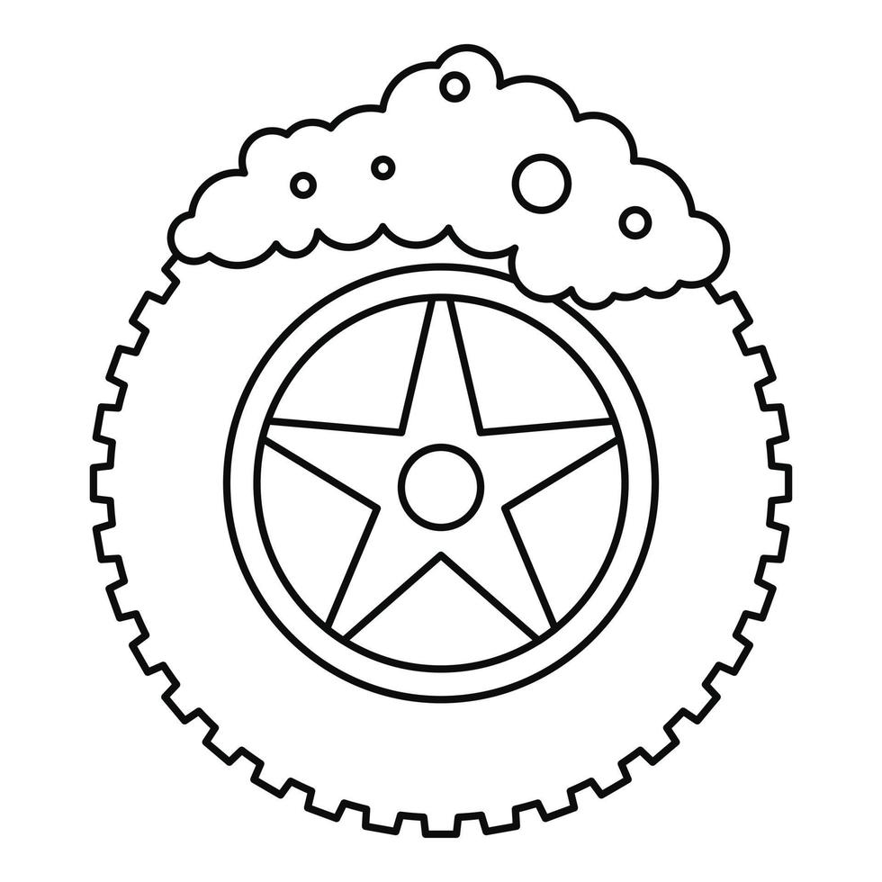 icono de neumático de coche de lavado, estilo de esquema vector