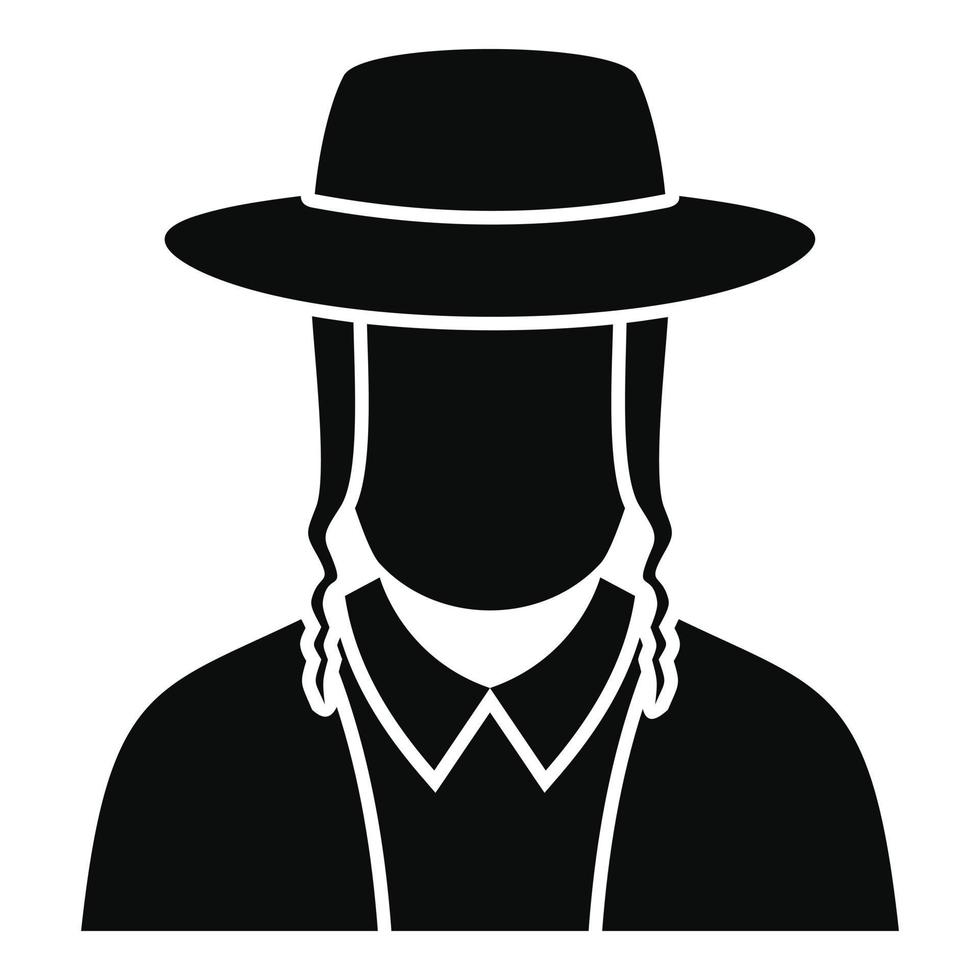 Jewish man face icon, simple style vector