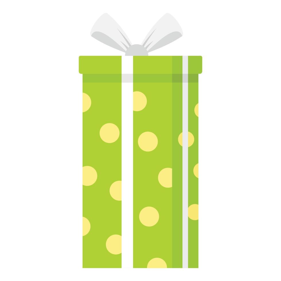icono de caja de regalo verde, estilo plano vector