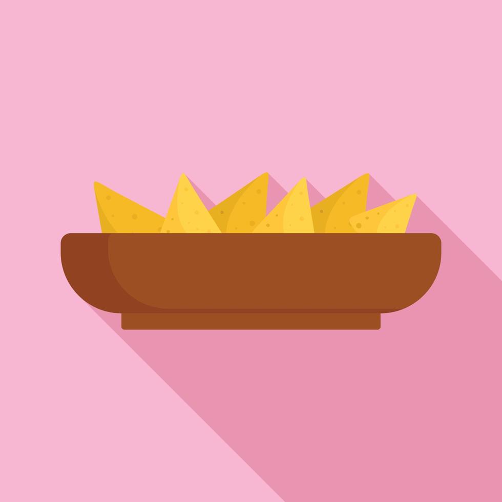 icono de plato de nachos, tipo plano vector