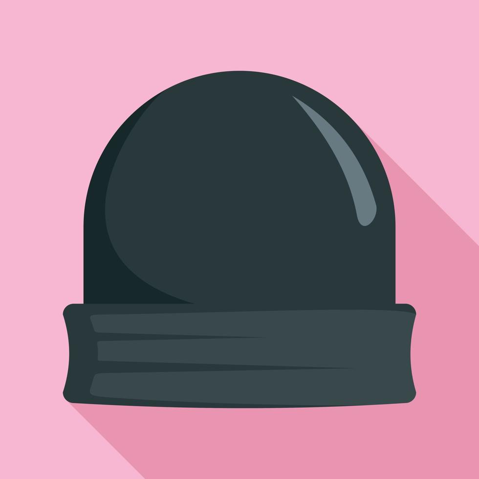 Black beanie icon, flat style vector