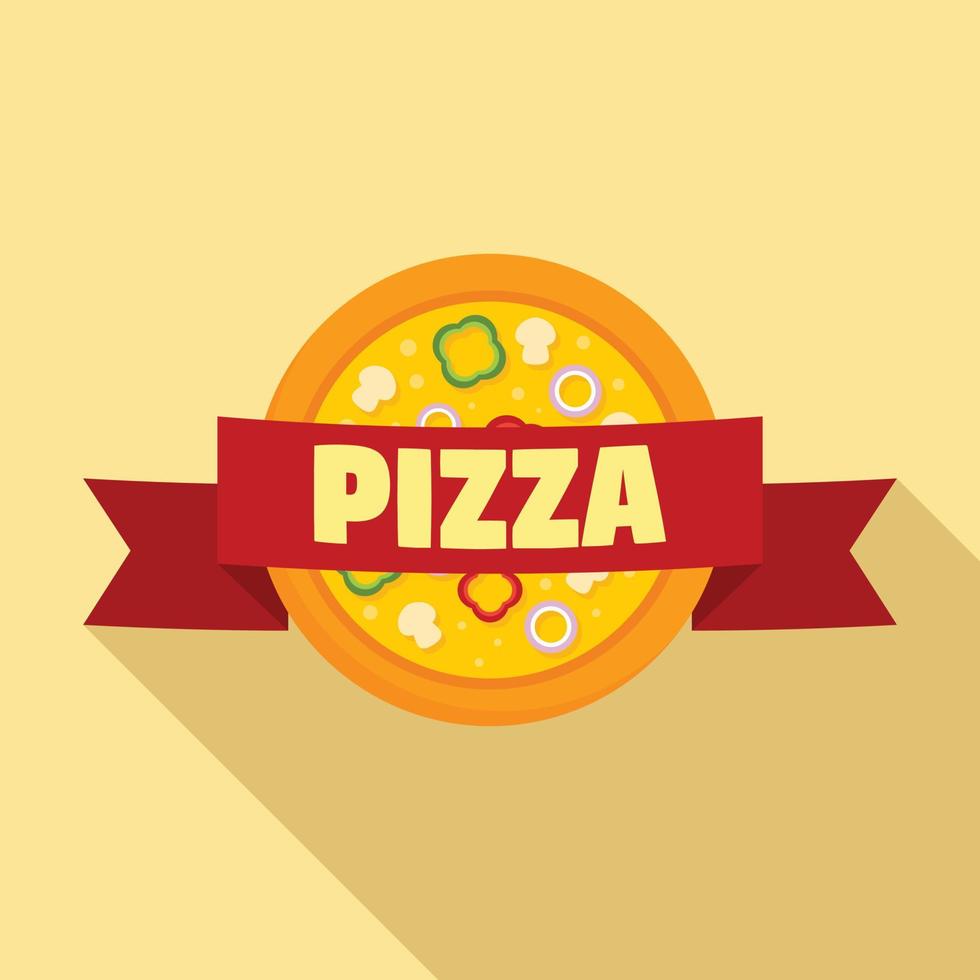 Pizza logo, flat style vector