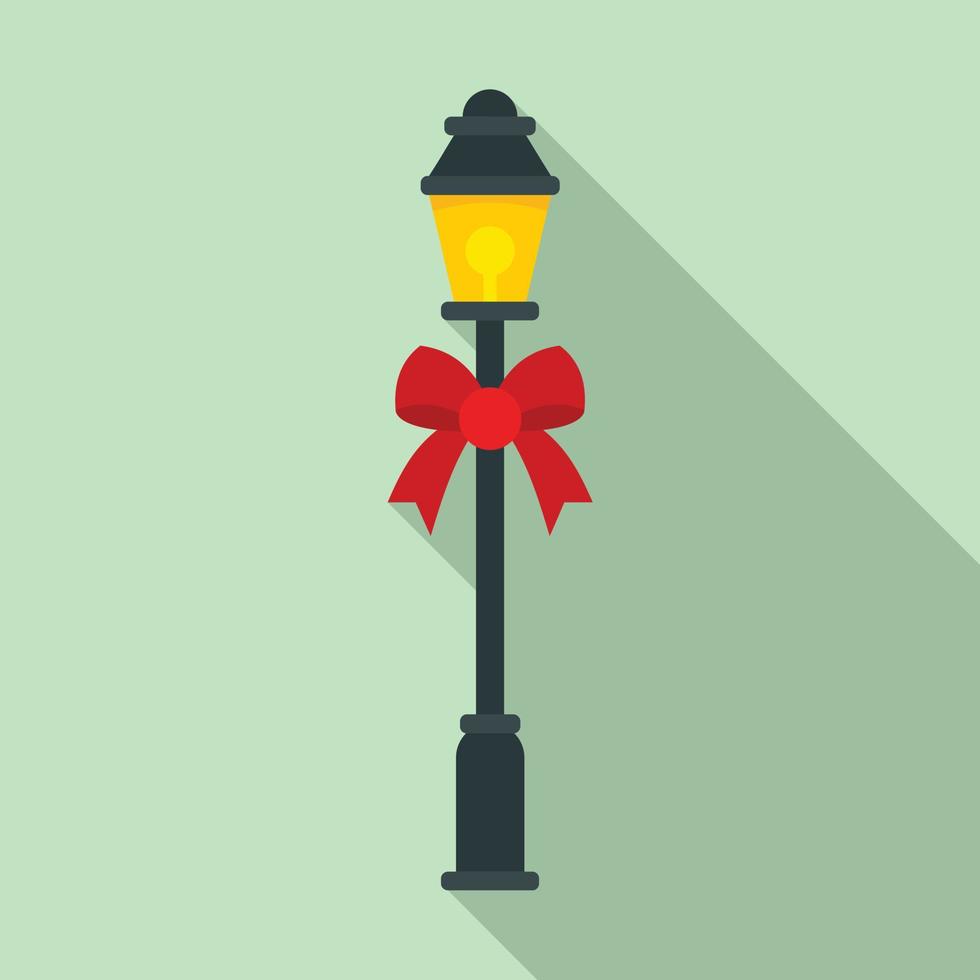 icono de pilar de navidad de luz de calle, estilo plano vector