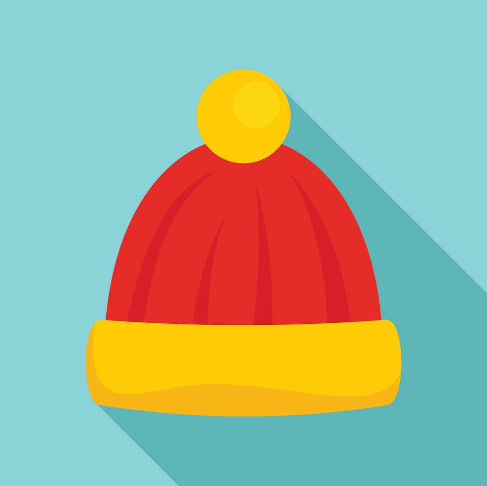 icono de sombrero de invierno de lana, estilo plano vector