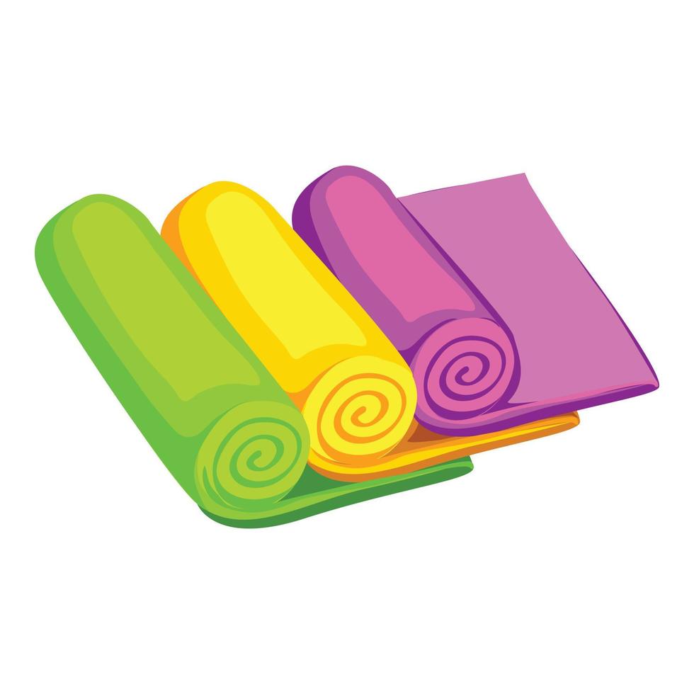 Spa towel roll stack icon, cartoon style vector