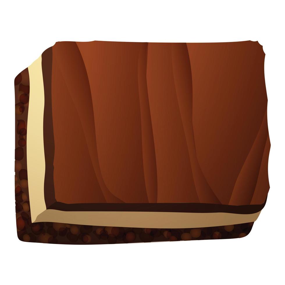 Choco milk cake piece icon, cartoon style vector