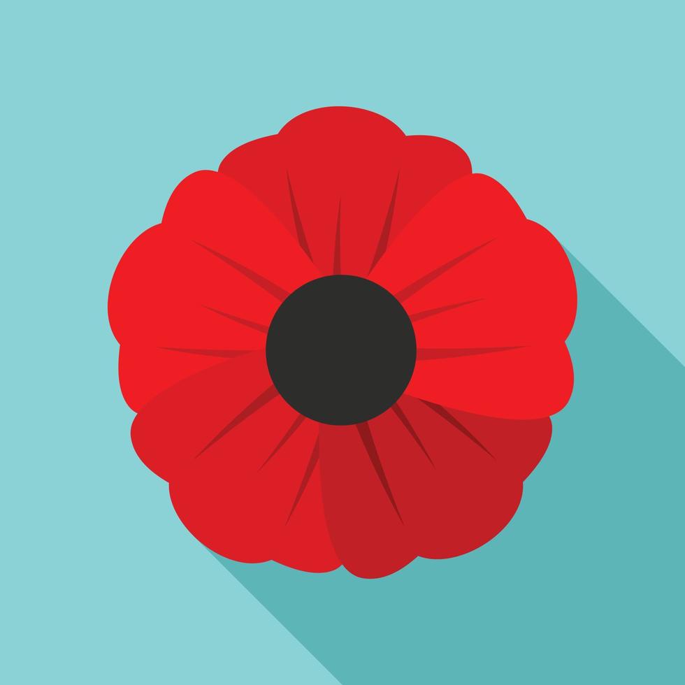 Garden poppy flower icon, flat style vector