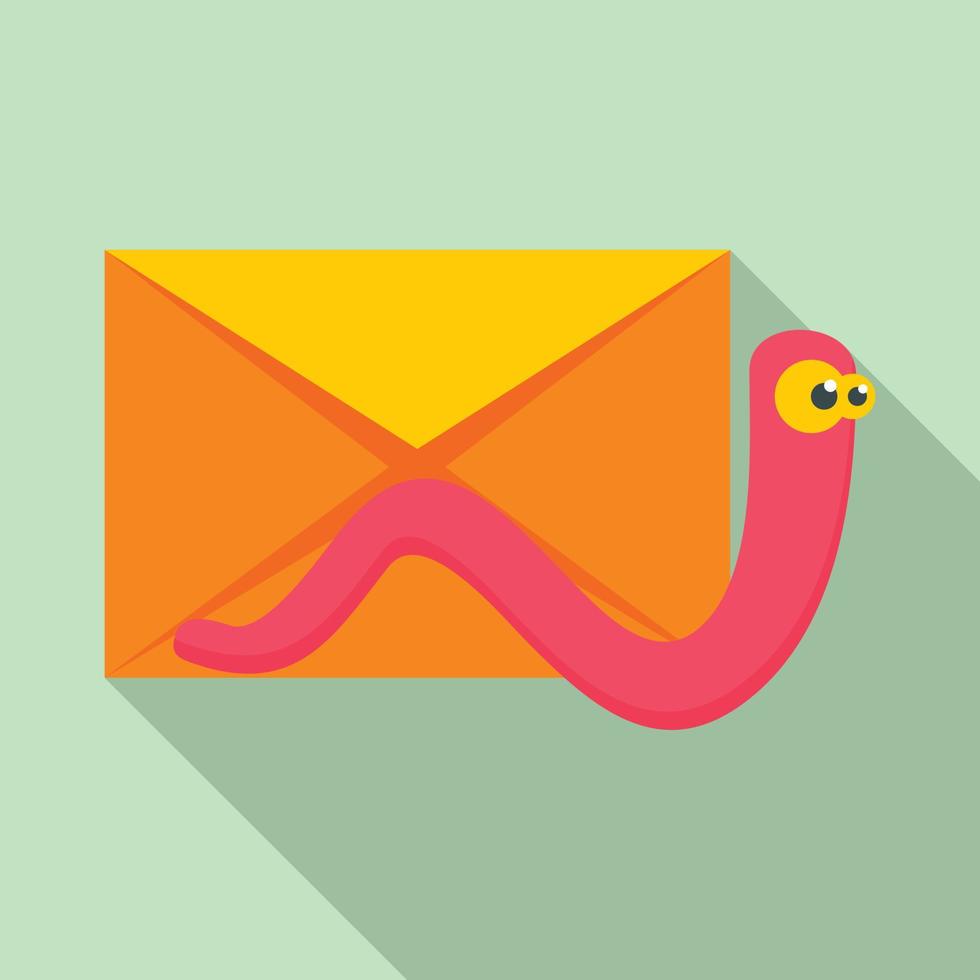 Mail virus worm icon, flat style vector