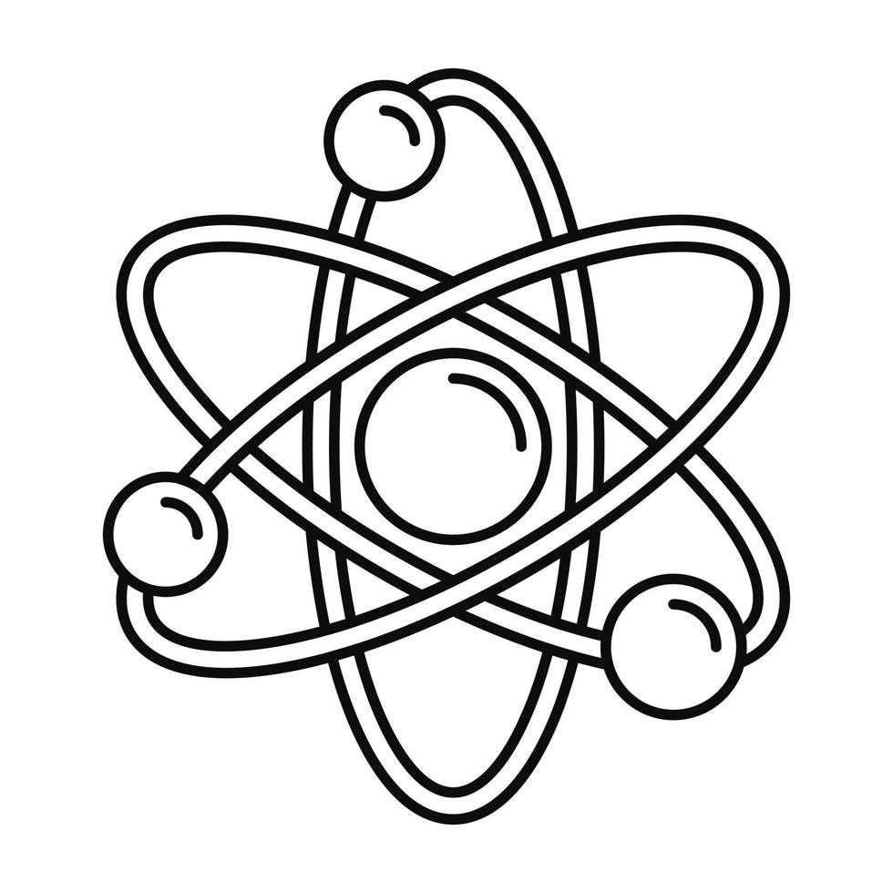 Atom icon, outline style vector