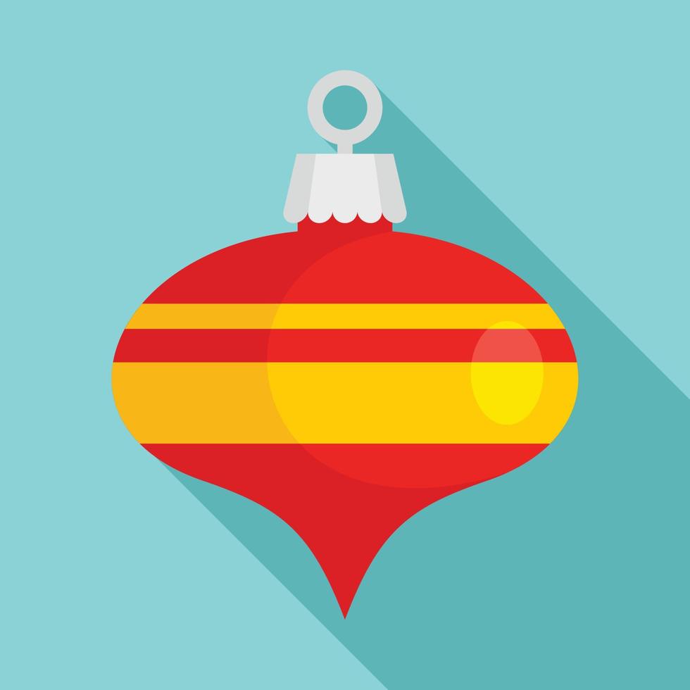 Red xmas cone toy icon, flat style vector
