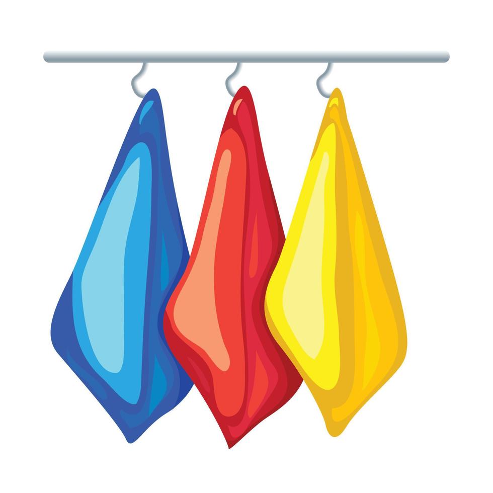 Kitchen towel on hanger icon, cartoon style vector