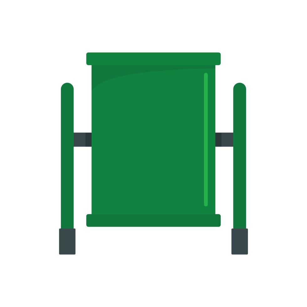 Green trash can icon, flat style vector