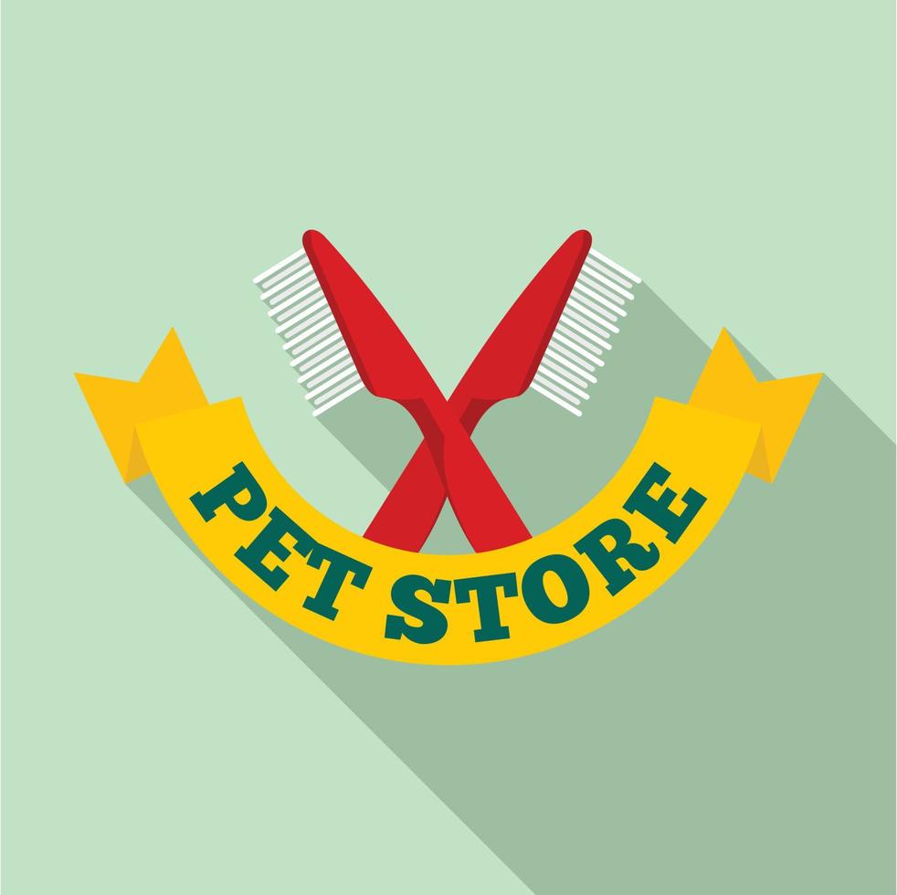 Pet brush logo, flat style vector