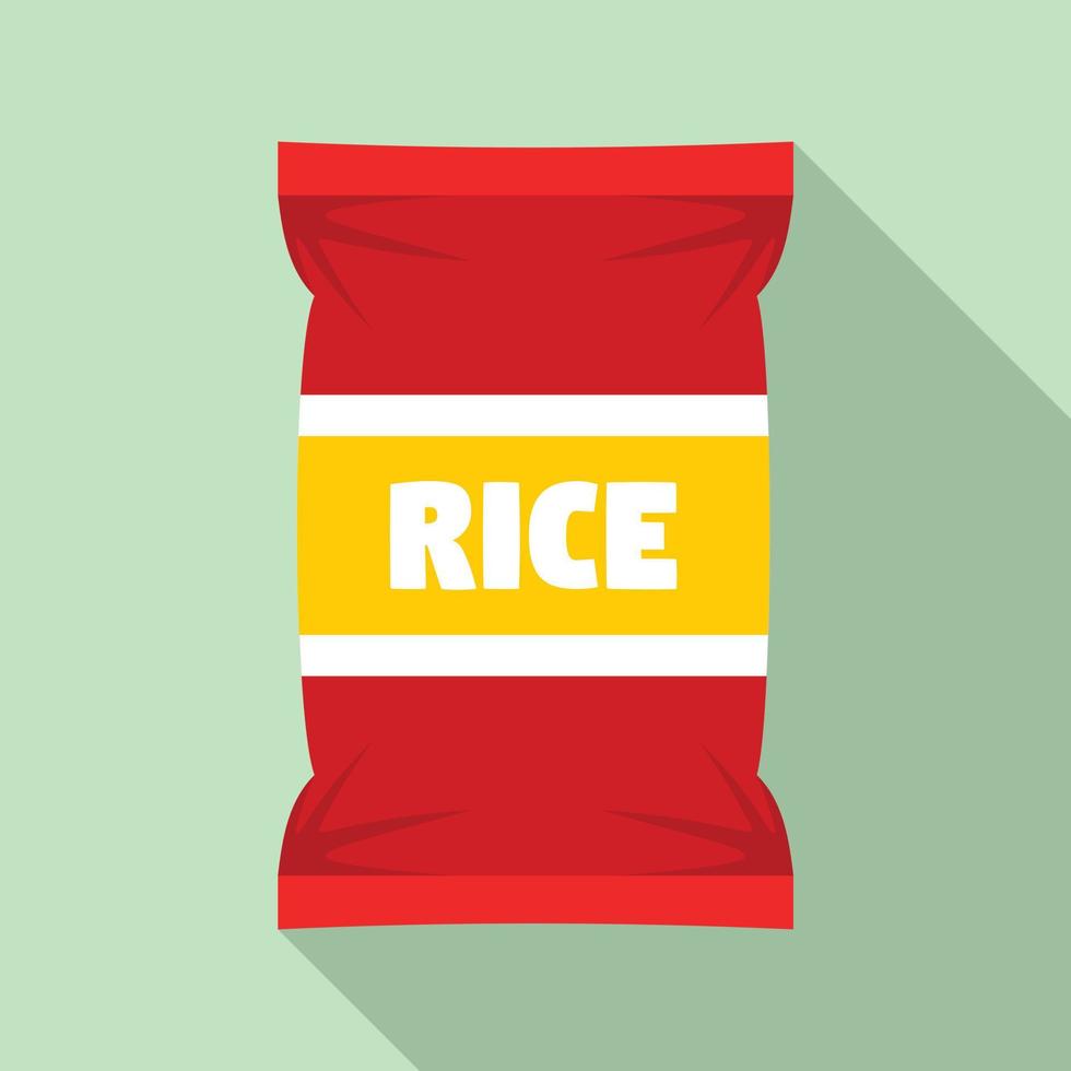 Red rice package icon, flat style vector