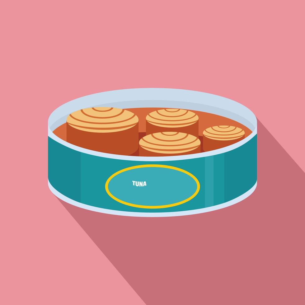 Open tuna can icon, flat style vector