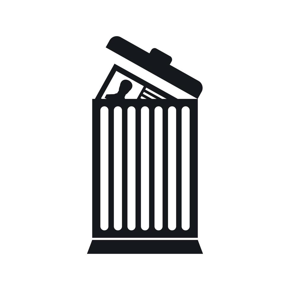 Resume thrown away in the trash can icon vector