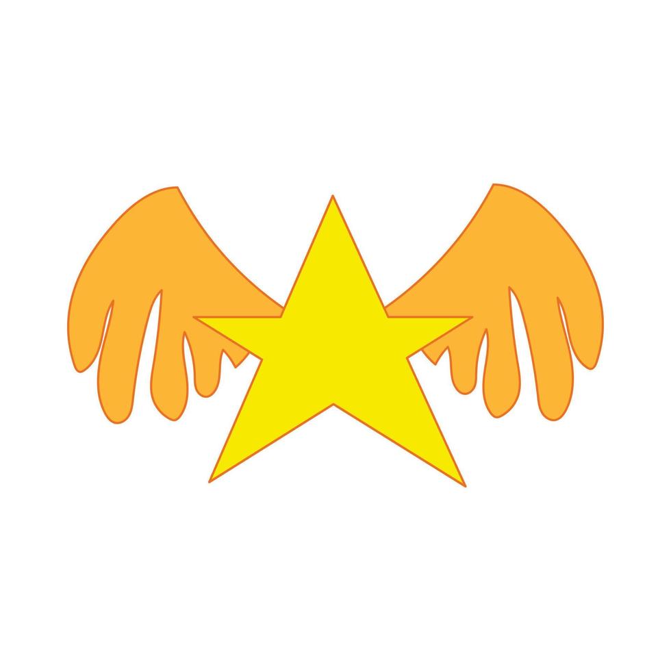 Gold star with wings icon, cartoon style vector