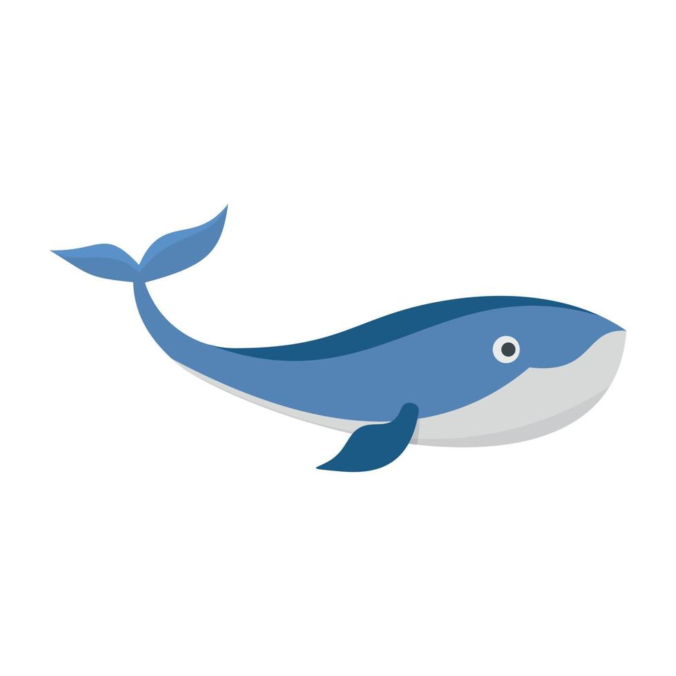 Sea whale icon, flat style vector