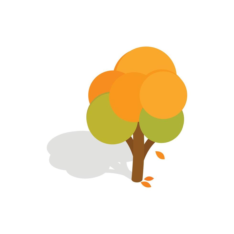 Autumn tree icon, isometric 3d style vector