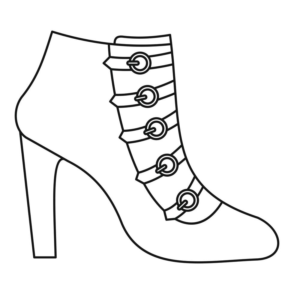 mujer, zapatos, icono, vector, línea fina vector