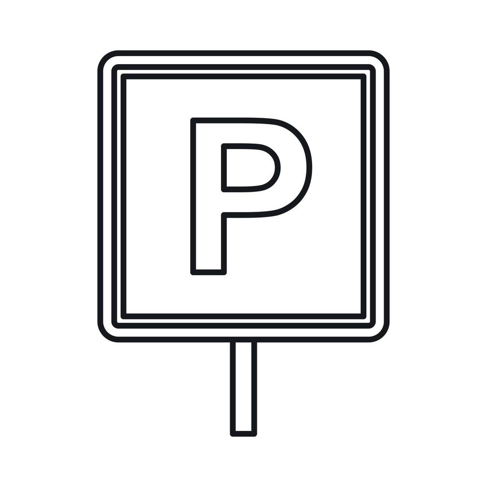 Parking sign icon, outline style vector