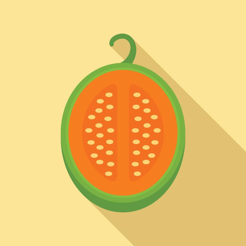 Green melon icon, flat style vector