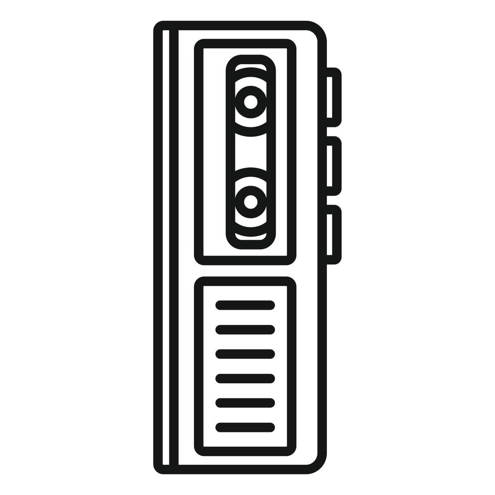 Cassette dictaphone icon, outline style vector