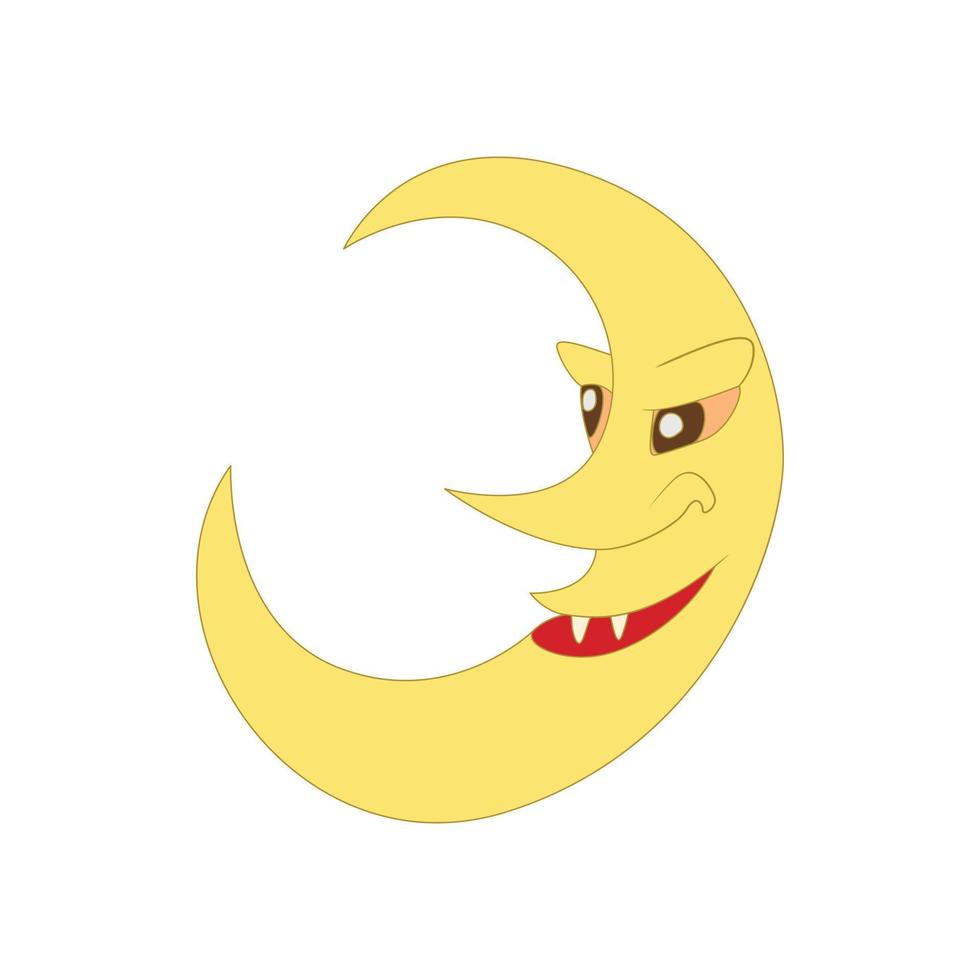 icono de luna creciente en estilo de dibujos animados vector