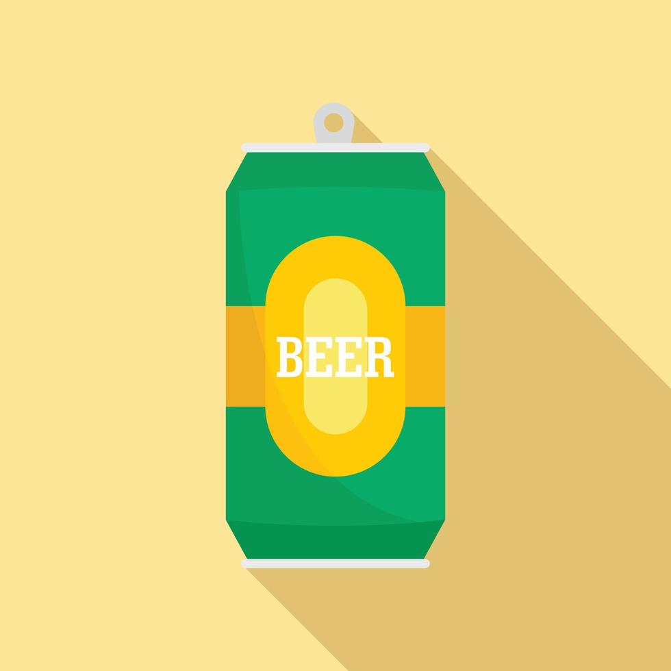 Can of fresh beer icon, flat style vector