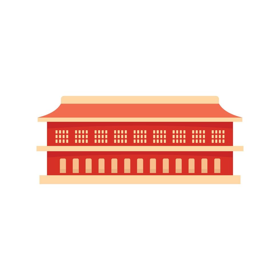 Red building icon, flat style vector