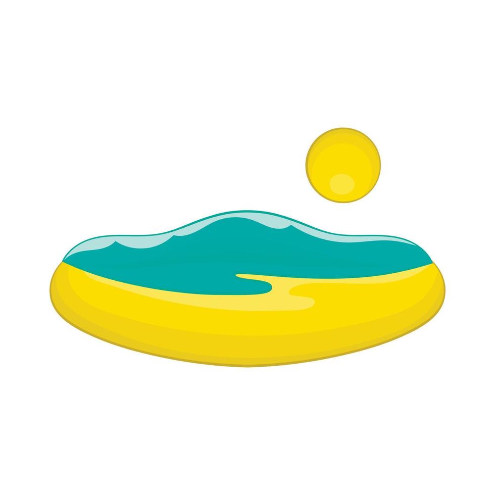 icono de playa y sol, estilo de dibujos animados vector