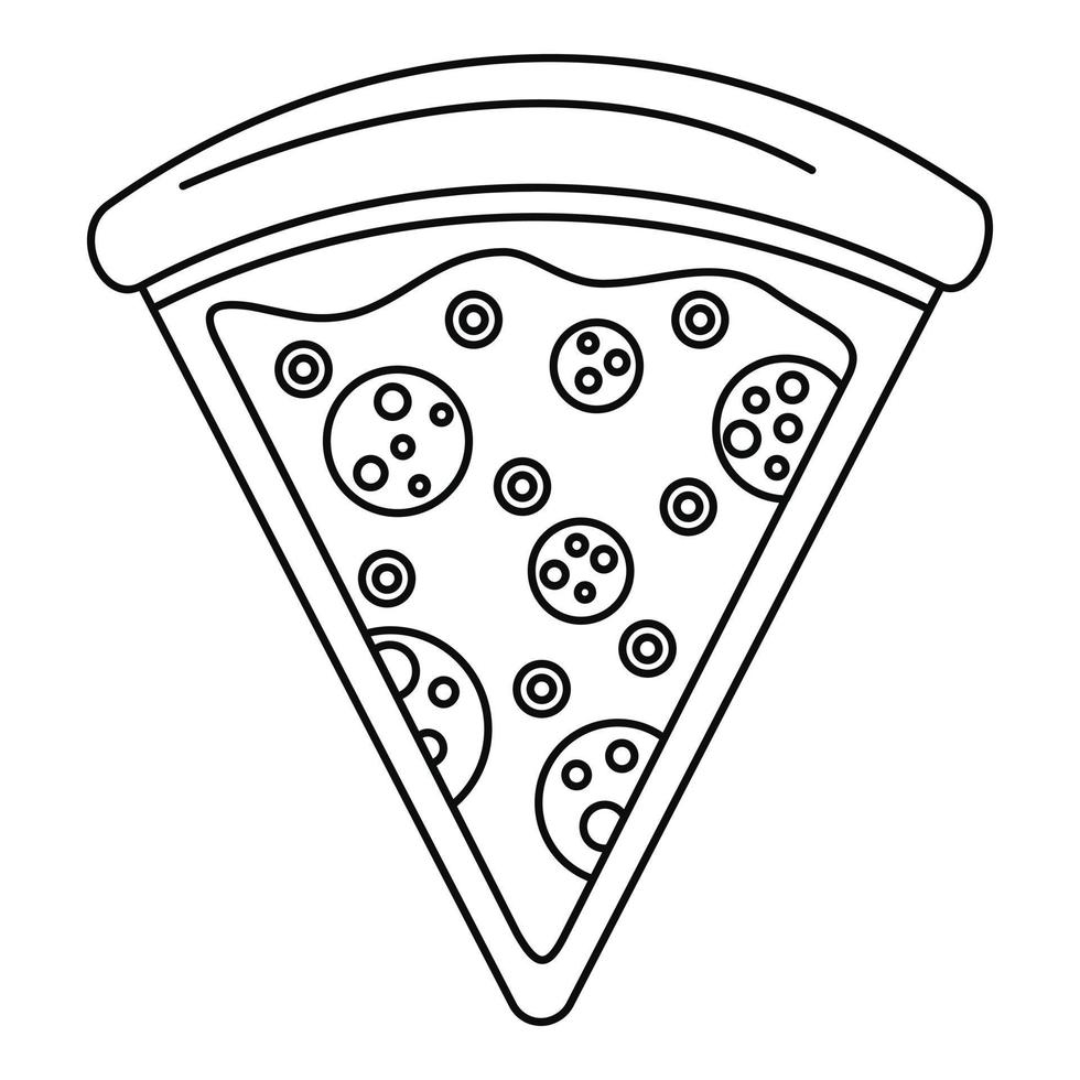 icono de rebanada de pizza, estilo de contorno vector
