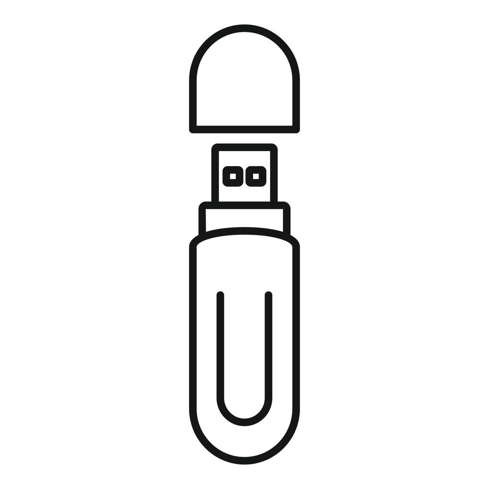 icono de memoria USB, estilo de esquema vector