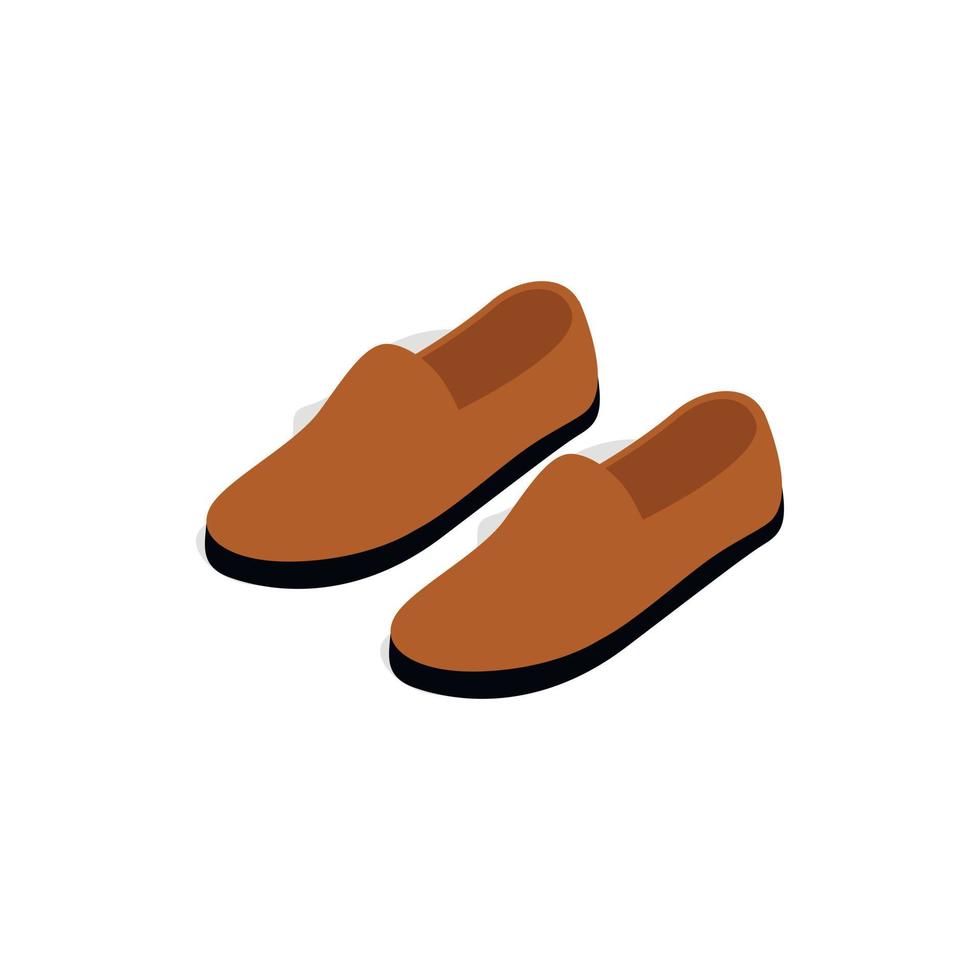 Brown leather shoe icon, isometric 3d style vector