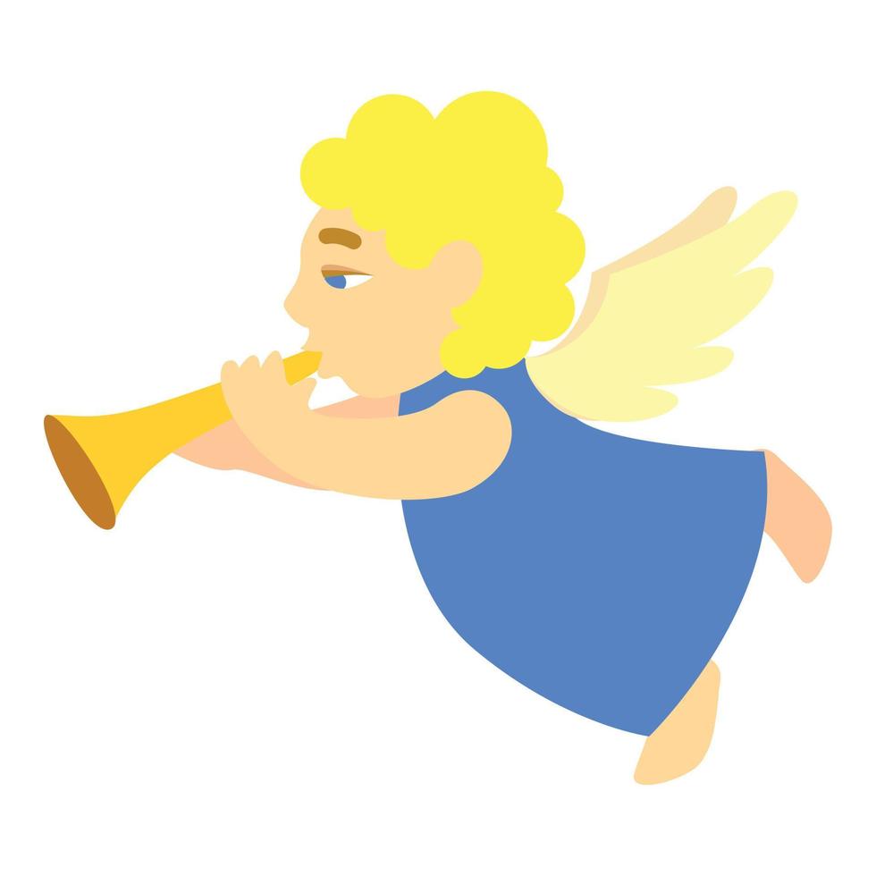 icono de flauta de música angel, estilo de dibujos animados vector