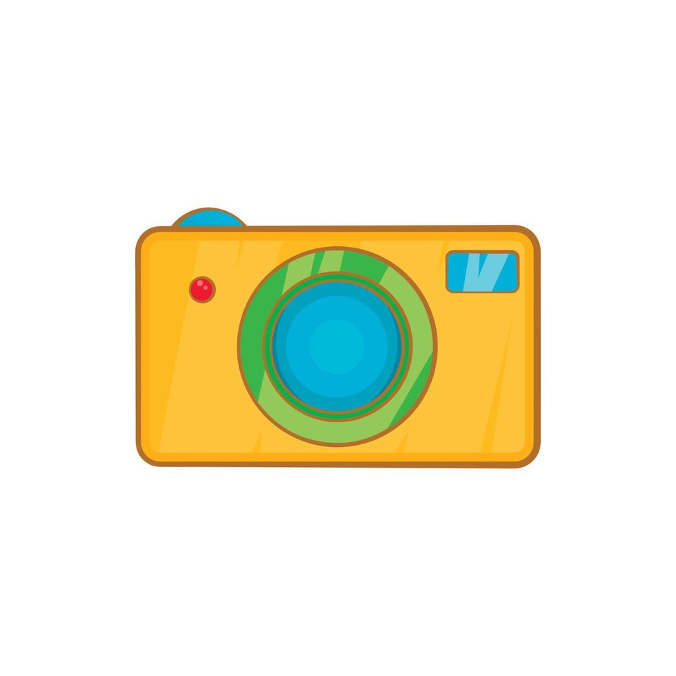 Yellow camera icon in cartoon style vector