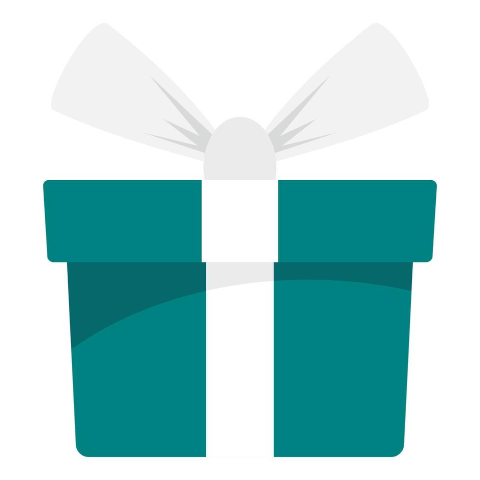 Green mint gift box icon, flat style vector