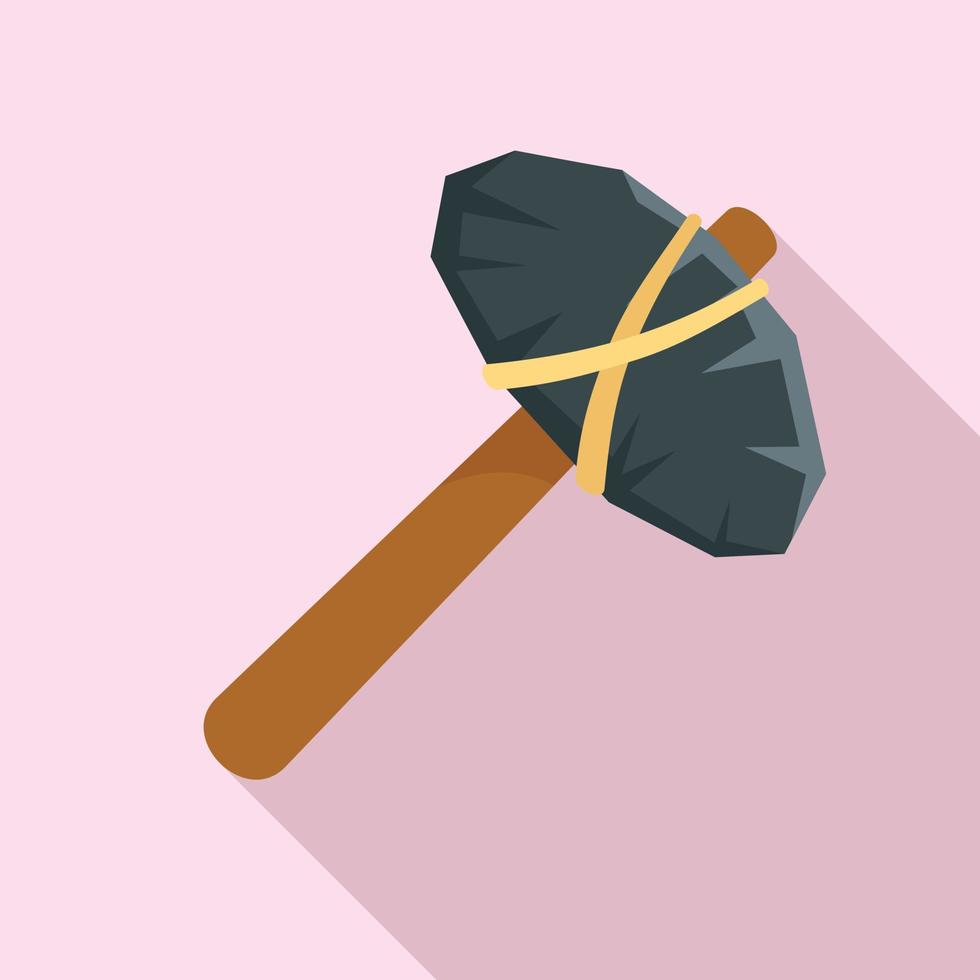 Old stone hammer icon, flat style vector